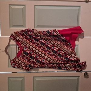 Cato 22/24 short sleeve pullover blouse, tribal print.